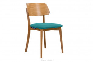 VINIS, https://konsimo.cz/kolekce/vinis/ Moderní dřevěná židle dubová tyrkysová tyrkys/světlý dub - obrázek