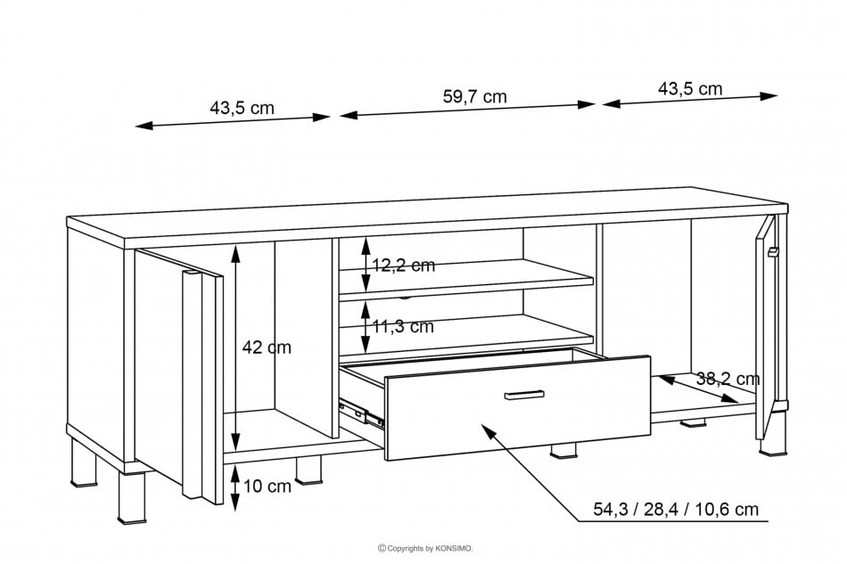 HAYATO Skříňka pod TV se zásuvkami loft alpský/černý smrk - obrázek 6