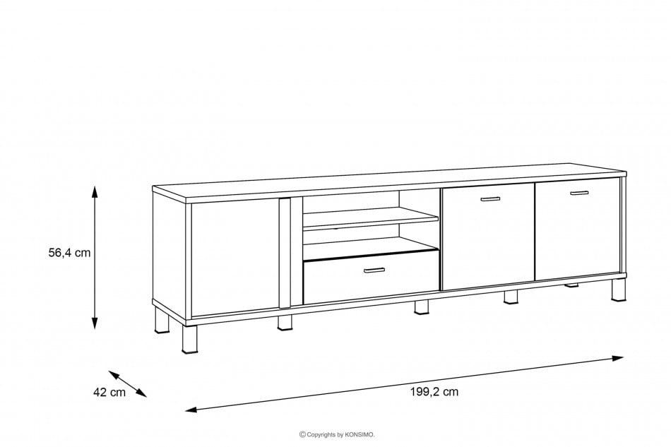 HAYATO TV skříňka 200cm pod TV se zásuvkami alpský/černý smrk - obrázek 5