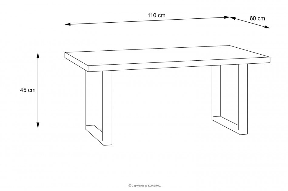 HAYATO Konferenční stolek do obývacího pokoje na černých nohách loft alpský/černý smrk - obrázek 3