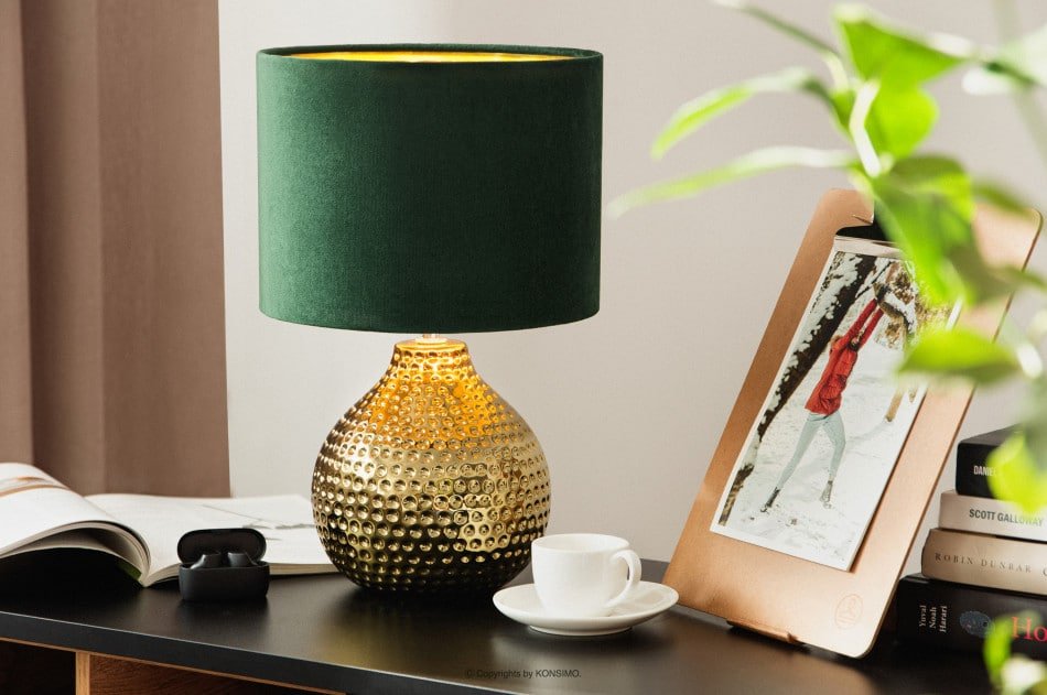 NIPER Elegantní noční lampa se zlatým podstavcem zlatá/zelená - obrázek 1
