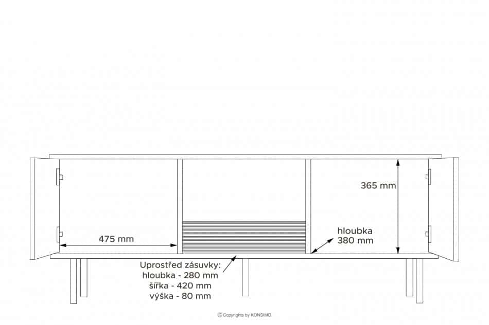 LOFTY Skříň RTV v podkrovním provedení s policemi černý/přírodní dub - obrázek 32