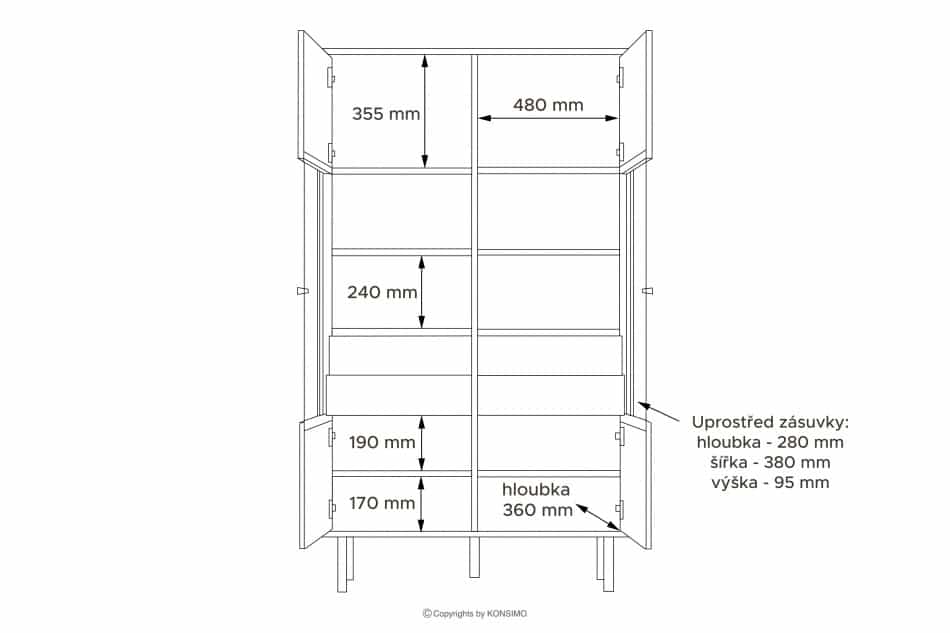 LOFTY Loftová dvoudveřová vitrína černý/přírodní dub - obrázek 35