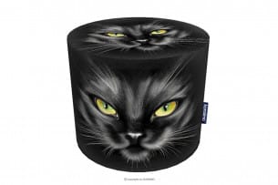 RASIL, https://konsimo.cz/kolekce/rasil/ Černý oválný puf kočka černá/žlutá - obrázek