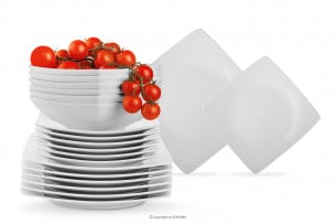 EPIRI, https://konsimo.cz/kolekce/epiri/ Čtvercová jídelní souprava pro 6 osoby 18 dílů bílá biały - obrázek