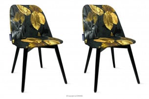BAKERI, https://konsimo.cz/kolekce/bakeri/ Velurové židle s květinovým motivem 2ks černá/zlatá - obrázek