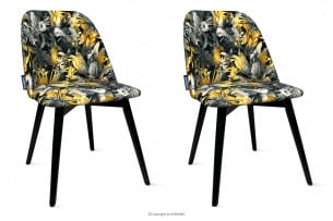 BAKERI, https://konsimo.cz/kolekce/bakeri/ Černé židle s květinovým vzorem do jídelny 2ks černá/žlutá - obrázek