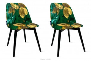 BAKERI, https://konsimo.cz/kolekce/bakeri/ Židle velur zelené zlaté květy 2ks zelená/zlatá/černá - obrázek