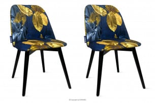 BAKERI, https://konsimo.cz/kolekce/bakeri/ Námořnicky modré zlaté květinové židle s nožkami 2ks tmavě modrá/zlatá - obrázek