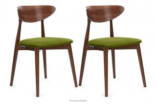 RABI, https://konsimo.cz/kolekce/rabi/ Ořechově zelené velurové dřevěné židle 2ks olivová/střední ořech - obrázek
