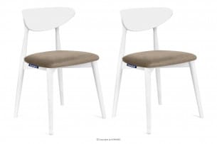 RABI, https://konsimo.cz/kolekce/rabi/ Dřevěné židle bílé béžové velurové 2ks béžová/bílá - obrázek