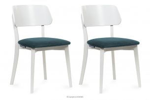VINIS, https://konsimo.cz/kolekce/vinis/ Moderní bílé dřevěné židle tyrkysové 2ks tyrkysová/bílá - obrázek
