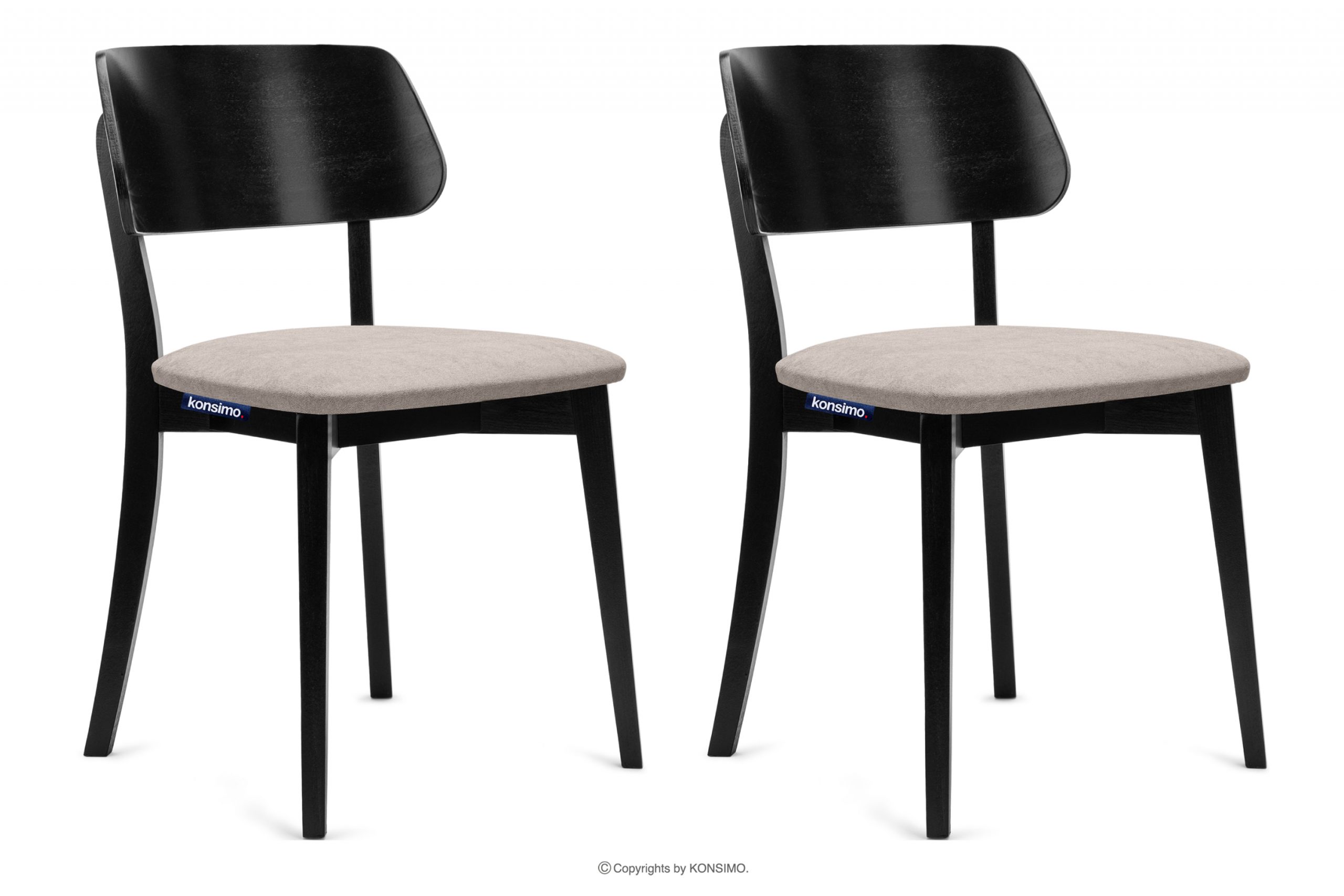 Moderní černé dřevěné židle béžové 2ks