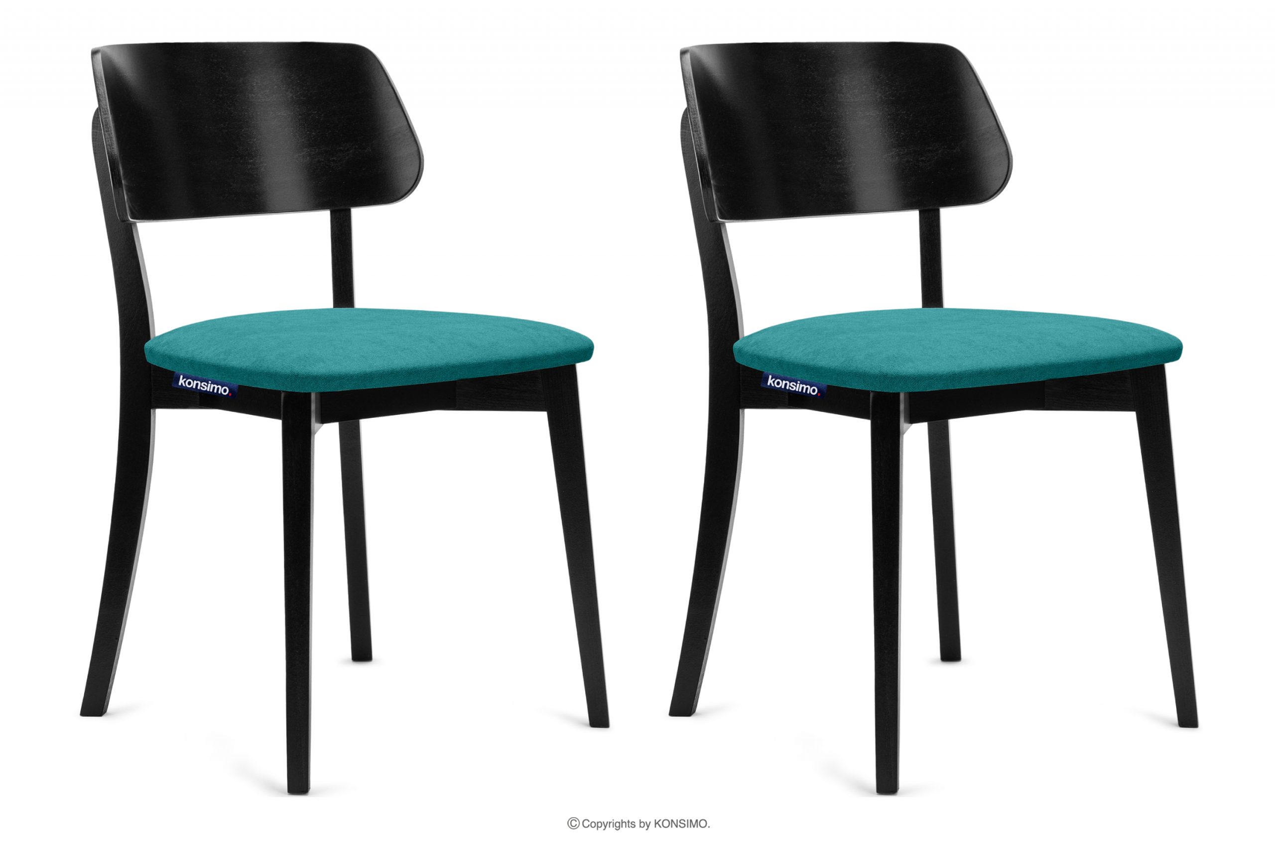 Moderní černé dřevěné židle tyrkysové 2ks