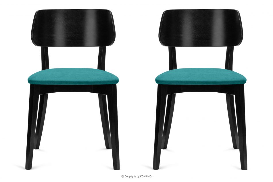 VINIS Moderní černé dřevěné židle tyrkysové 2ks tyrkysová/černá - obrázek 2