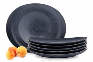 TIME BLACK, https://konsimo.cz/kolekce/time_black/ Sada jídelních talířů grafit 6ks. černá/grafit/modrá - obrázek