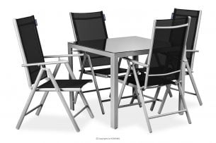 ARCTI, https://konsimo.cz/kolekce/arcti/ Zahradní nábytek set stůl se skládacími židlemi černá/stříbrná - obrázek