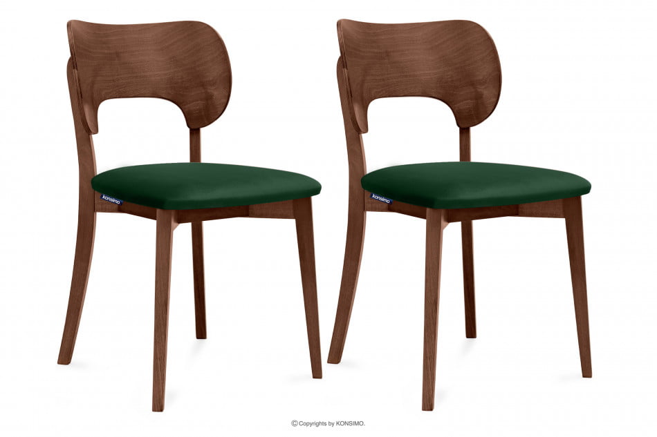 LYCO Lahvově zelená loftová židle ořech 2ks tmavě zelená/střední ořech - obrázek 0