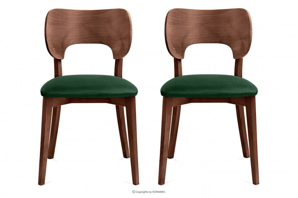 LYCO Lahvově zelená loftová židle ořech 2ks tmavě zelená/střední ořech - obrázek 2