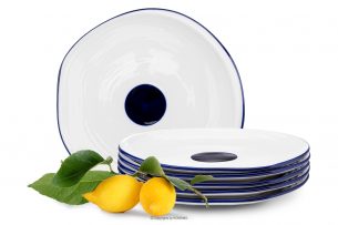 KROG, https://konsimo.cz/kolekce/krog/ Jídelní talíře v námořnickém stylu 6ks. bílá/granát - obrázek