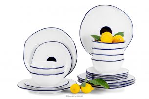 KROG, https://konsimo.cz/kolekce/krog/ Porcelánová jídelní souprava v námořnickém stylu 6 osob. (18 ks) bílá/granát - obrázek