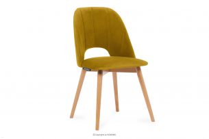 TINO, https://konsimo.cz/kolekce/tino/ Žlutá velurová jídelní židle hořčice/světlý dub - obrázek
