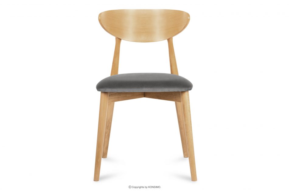 RABI Dřevěná židle dub a šedý velur šedý/světlý dub - obrázek 2