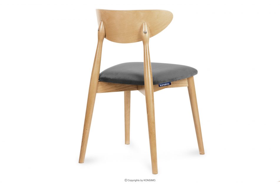 RABI Dřevěná židle dub a šedý velur šedý/světlý dub - obrázek 4