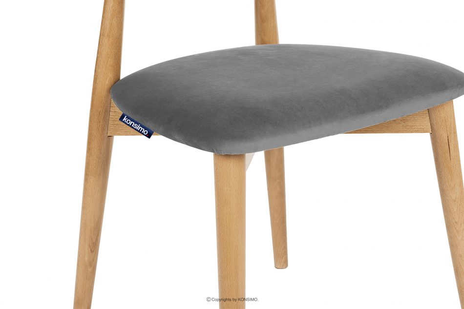 RABI Dřevěná židle dub a šedý velur šedý/světlý dub - obrázek 6