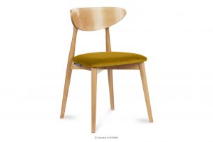 RABI, https://konsimo.cz/kolekce/rabi/ Dřevěná židle dub a žlutý velur hořčice/světlý dub - obrázek