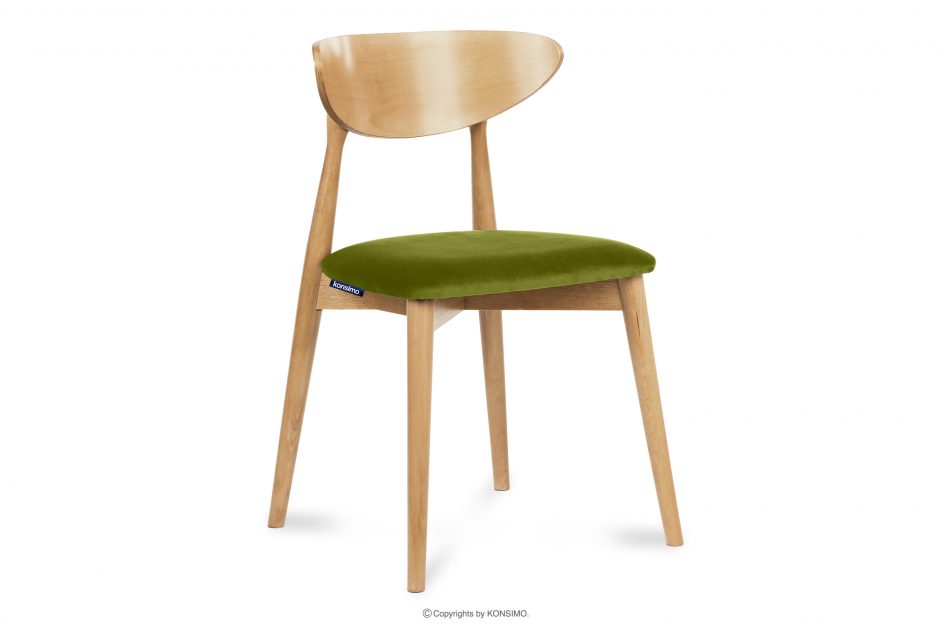 RABI Dřevěná židle dub a zelený velur olivový/světlý dub - obrázek 0