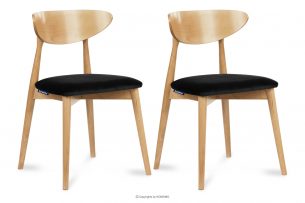 RABI, https://konsimo.cz/kolekce/rabi/ Černé sametové dřevěné židle dub 2ks černá/světlý dub - obrázek