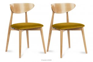 RABI, https://konsimo.cz/kolekce/rabi/ Dřevěná židle dub žlutý samet 2ks medová/světlý dub - obrázek