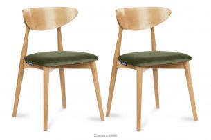 RABI, https://konsimo.cz/kolekce/rabi/ Dřevěná židle dub zelený samet 2ks zelený/světlý dub - obrázek
