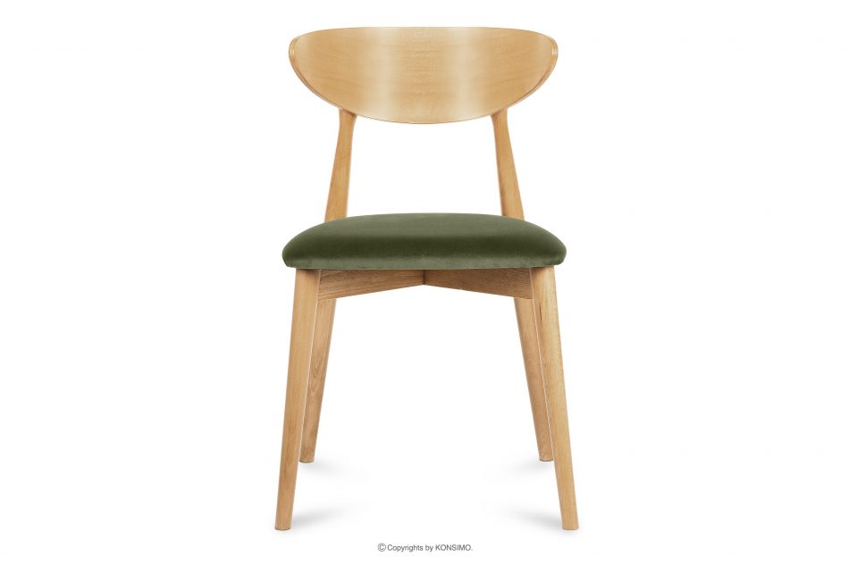 RABI Dřevěná židle dub zelený samet 2ks zelený/světlý dub - obrázek 3