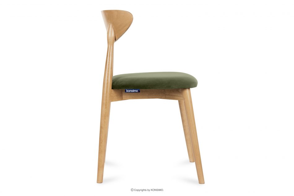 RABI Dřevěná židle dub zelený samet 2ks zelený/světlý dub - obrázek 4