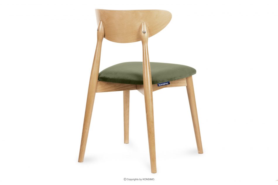RABI Dřevěná židle dub zelený samet 2ks zelený/světlý dub - obrázek 5