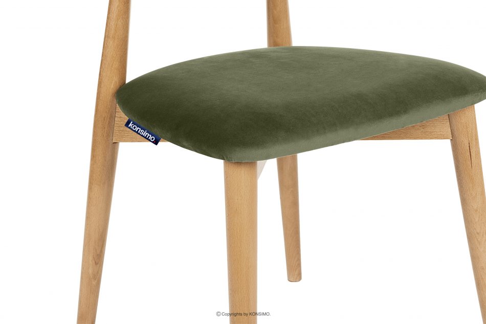 RABI Dřevěná židle dub zelený samet 2ks zelený/světlý dub - obrázek 7