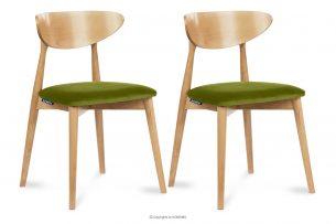 RABI, https://konsimo.cz/kolekce/rabi/ Dřevěné židle dub zelený samet 2ks olivový/světlý dub - obrázek
