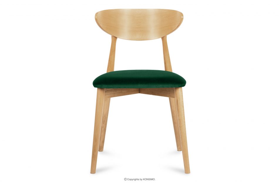 RABI Lahvově zelené dřevěné židle dub sametový 2ks Tmavě zelená/světlý dub - obrázek 3