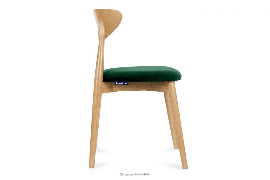 RABI Lahvově zelené dřevěné židle dub sametový 2ks Tmavě zelená/světlý dub - obrázek 4