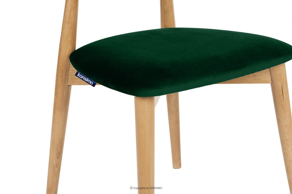 RABI Lahvově zelené dřevěné židle dub sametový 2ks Tmavě zelená/světlý dub - obrázek 7