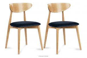 RABI, https://konsimo.cz/kolekce/rabi/ Námořnická modrá dřevěné židle dub velur 2ks tmavě modrá/světlý dub - obrázek