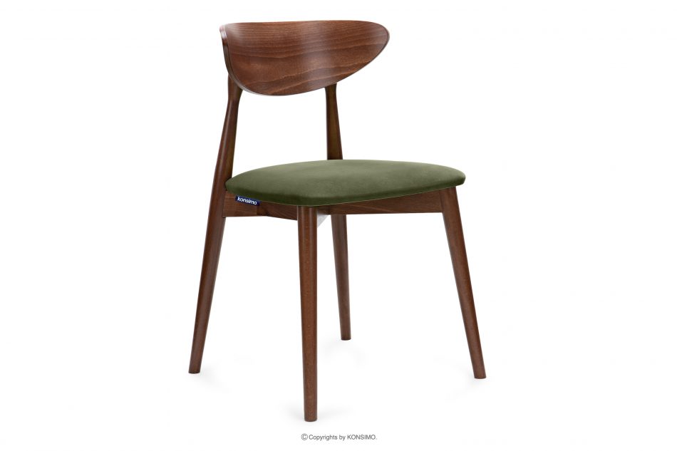 RABI Dřevěná židle střední ořech zelený velur zelená/ořech střední - obrázek 0