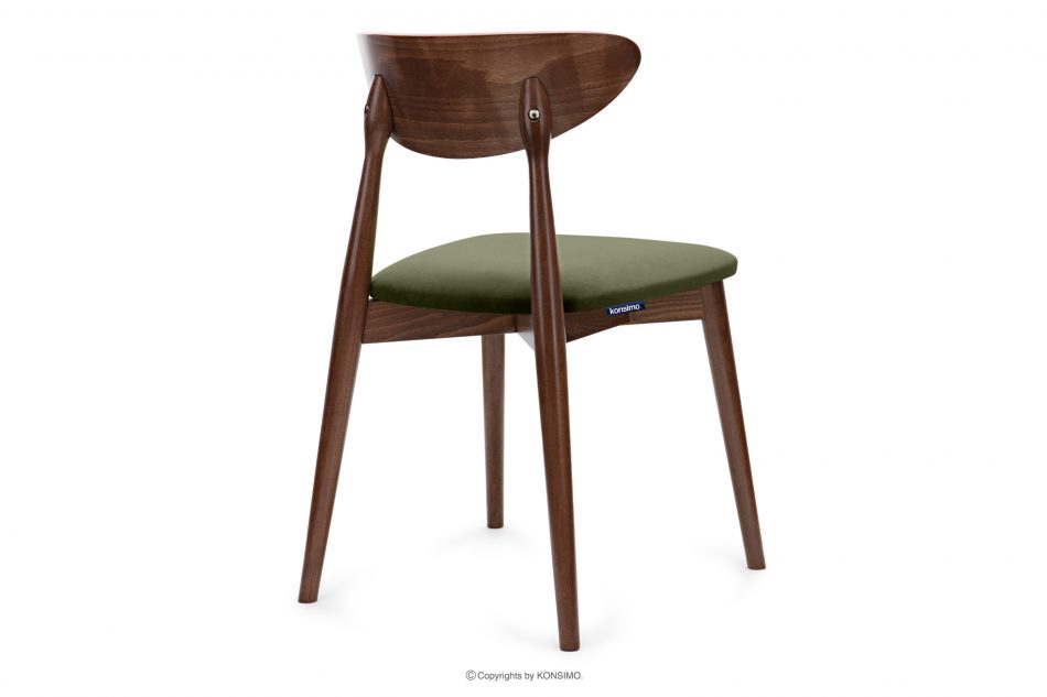 RABI Dřevěná židle střední ořech zelený velur zelená/ořech střední - obrázek 3