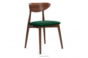 RABI, https://konsimo.cz/kolekce/rabi/ Dřevěná židle střední ořech tmavě zelený velur tmavě zelená/ořech střední - obrázek