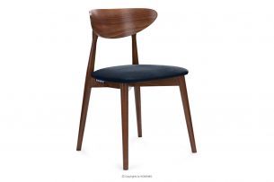 RABI, https://konsimo.cz/kolekce/rabi/ Dřevěná židle střední ořech tmavě modrý velur tmavě modrá/ořech střední - obrázek