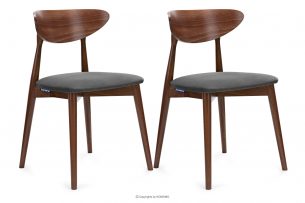 RABI, https://konsimo.cz/kolekce/rabi/ Dřevěná židle střední ořech šedý velur 2 ks šedá/ořech střední - obrázek