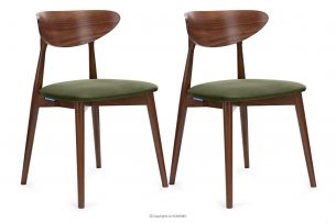 RABI, https://konsimo.cz/kolekce/rabi/ Dřevěná židle střední ořech zelený velur 2 ks zelená/ořech střední - obrázek