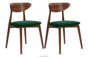 RABI, https://konsimo.cz/kolekce/rabi/ Dřevěná židle střední ořech tmavě zelený velur 2ks tmavě zelená/ořech střední - obrázek